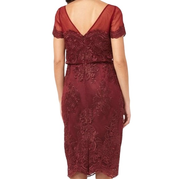 JS Collections maroon lace cocktail dress 4 - Picture 2 of 11